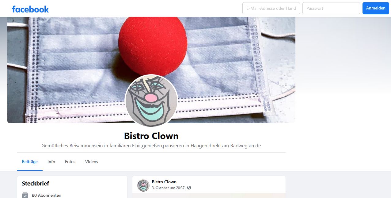 Bistro Clown bei Facebook